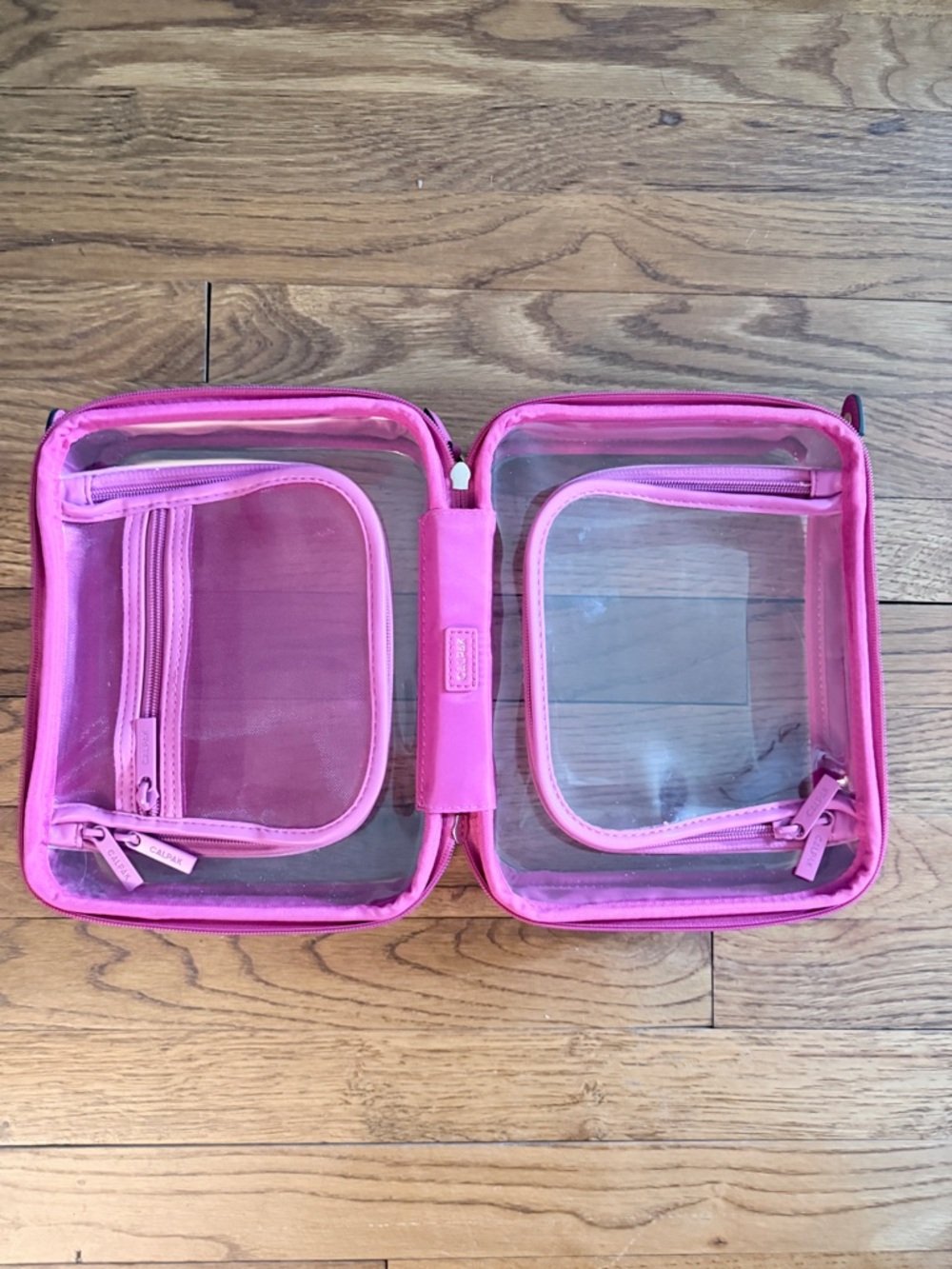Calpak Clear Travel Cosmetic Case with Pink Trim - Picture 4 of 8